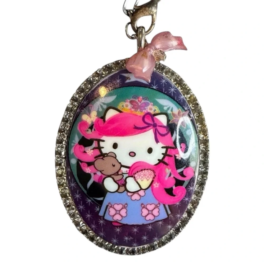 Tarina Tarantino Hello Kitty Necklace Women OS Pink Y2K Cameo Crystal 2002 Rare